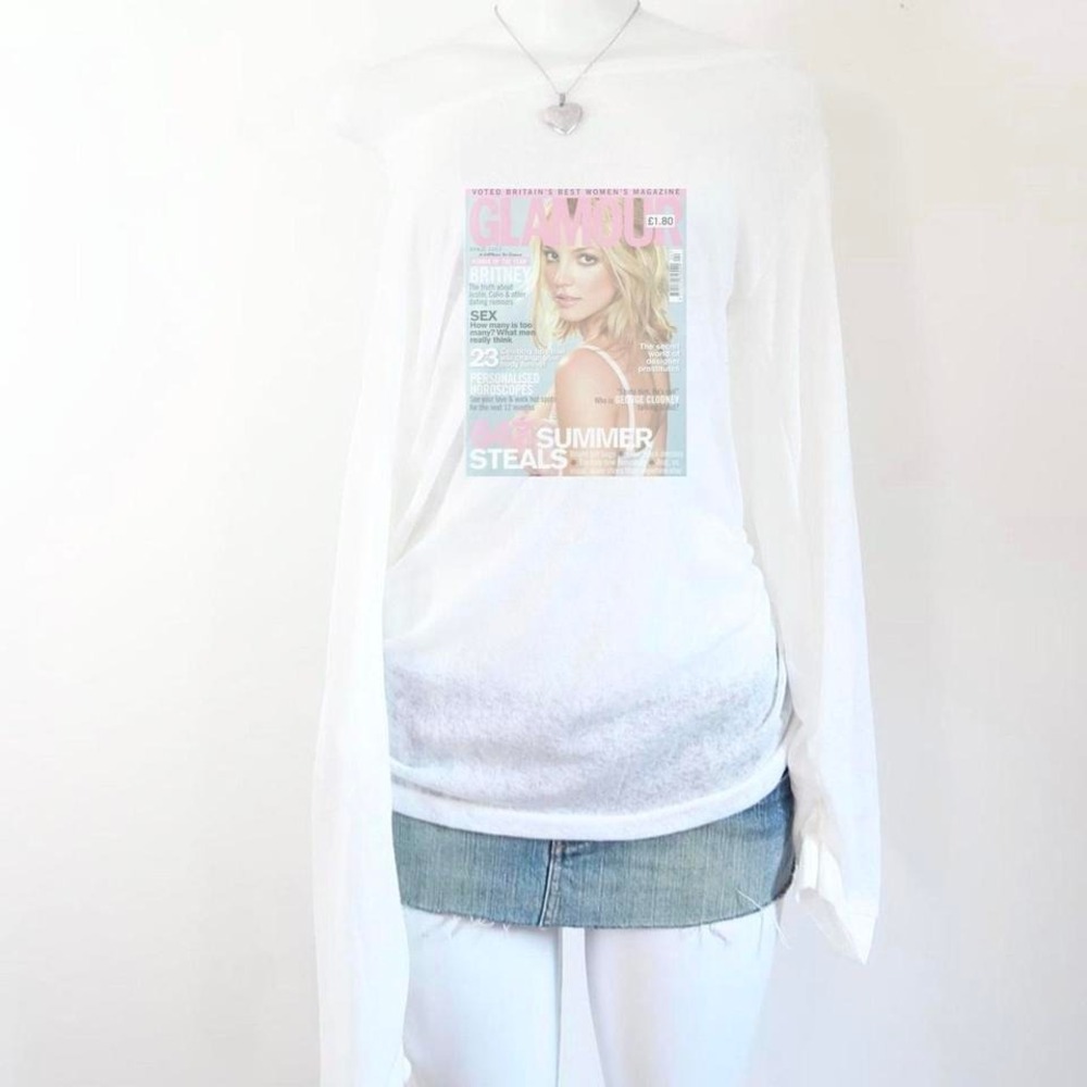saint pink britney spears glamour magazine long sleeve top y2k indie sleaze